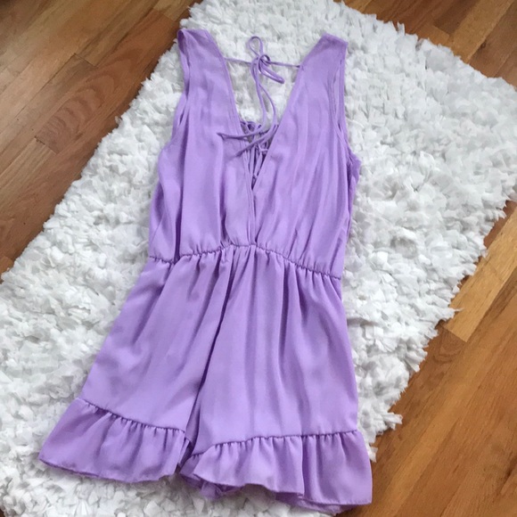 Charlotte Russe Lace Up Front Romper - Picture 7 of 8